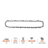 Hipa 12 Inch Chain 3/8 LP .043 45 DL For DeWalt DCCS620B DCCS620P1 Black Decker LCS1240 Husqvarna H38 120i T535iXP 535iXP 536LiXP Ryobi RY40500 Chainsaw # Replace 61PMM3 45